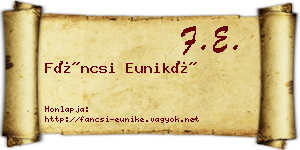 Fáncsi Euniké névjegykártya